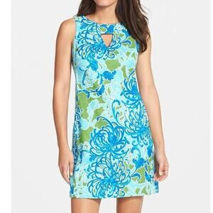 Taylor Keyhole Floral Sheath Dress Sleeveless Blue/Green/White Sz 10